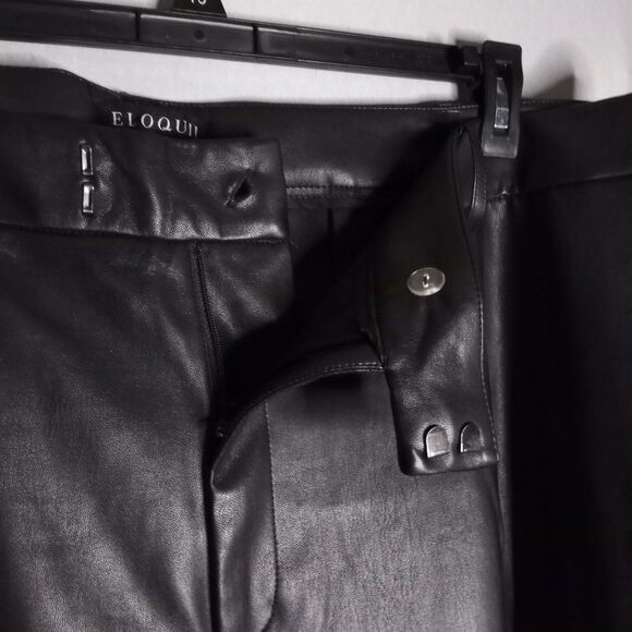 ELOQUII Women's Black Faux Leather Straight Leg with Split Hem Pants Size 22 NWT - Picture 6 of 11